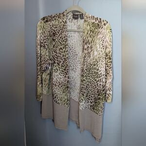 🌙 Chico's Leopard Print Cardigan - Green and Beige